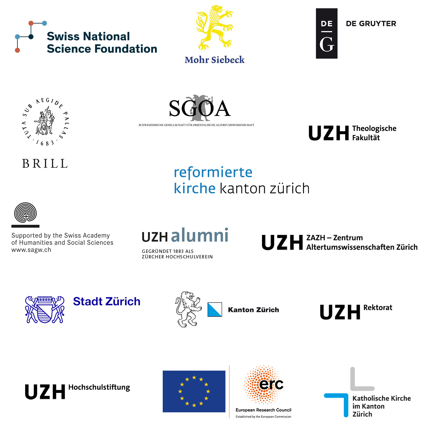 Sponsors: Swiss National Science Foundation, Mohr Siebeck, De Gruyter, Brill, SGOA, ZAZH